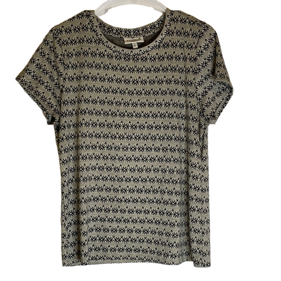 STUDIO B Patterned Short Sleeve Pullover Top, Women’s XL, Black Gray - Picture 1 of 7